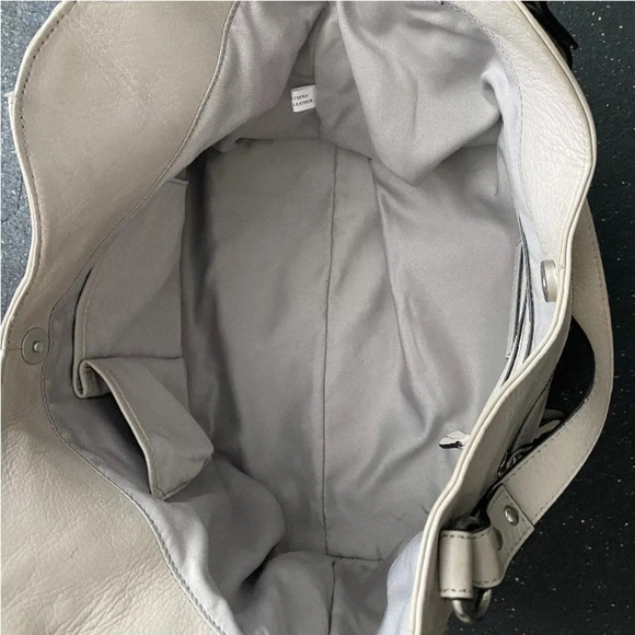 Audrey Brooke Large Bone Beige Leather Tote Handbag Nice Condition - Picture 7 of 12